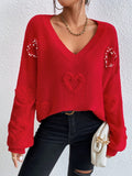 Heart Pattern Drop Shoulder Sweater