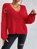 Heart Pattern Drop Shoulder Sweater