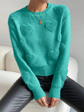 Heart Knit Drop Shoulder Sweater