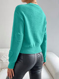 Heart Knit Drop Shoulder Sweater