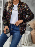 Zip Up Sequin Bomber Jacket