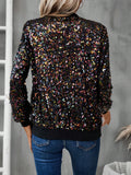 Zip Up Sequin Bomber Jacket