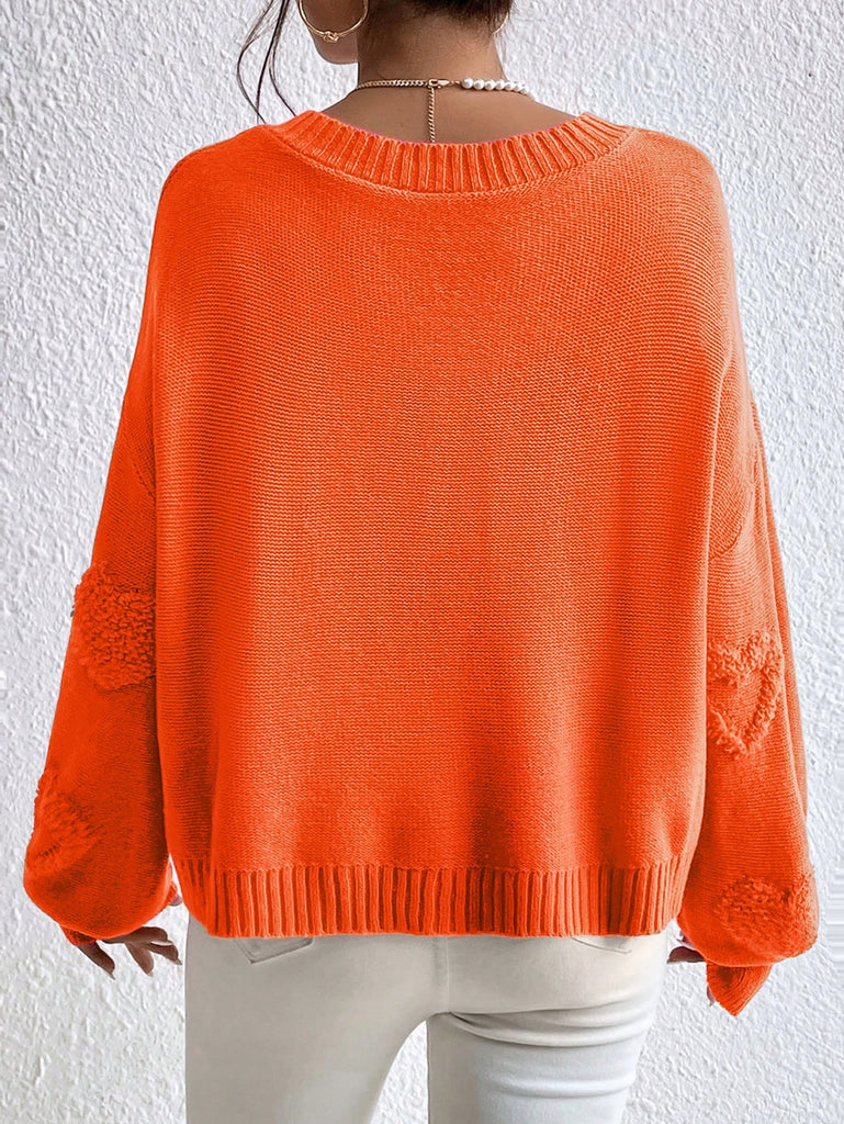 Heart Pattern Drop Shoulder Sweater