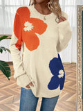 Colorblock Floral Pattern Sweater