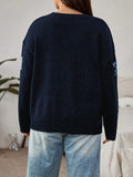 Plus Sequin Star Pattern Drop Shoulder Sweater