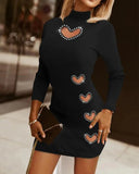 Hollow Heart Rhinestone Bodycon Dress