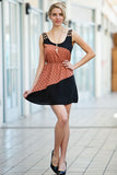 Polka Dot and Black Cut Out Dress
