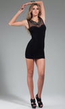 Beaded Mesh Sleeveless Mini Dress