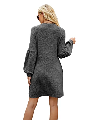 Fall Dresses for Women 2022 with Pocket Long Sleeve Sweater Dress Casual Brown