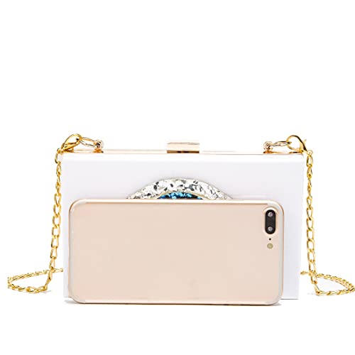 Clutch Purses for Women-Evil Eye Acrylic Clutch Glitter Purse Evening Bag Chain Shoulder Crossbody Handbags
