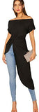 Women's Elegant Asymmetrical Twist Front Off Shoulder Top Plain High Low Blouse