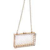 Women Acrylic Transparent Gold star Evening Bags Purses Clutch Vintage Banquet Handbag (Pink) Medium