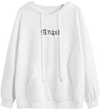 Women's Letter Graphic Print Pocket Drawstring Hoodie Sweatshirt