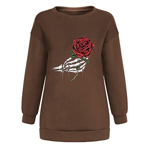 Womens Hoodless Loose Full Zip Sweatshirt Round Neck Casual Pullover Tops Fit Long Sleeve Womens Sweatshirts