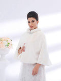 Women's Faux Fur Shawls Cape and Wraps Bridal Cloak Coat Fur Cover Up for Bride and Bridesmaids . (Beige)