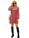 Fall Dresses for Women 2022 with Pocket Long Sleeve Sweater Dress Casual Brown