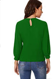 Women's 3/4 Long Sleeve Casual Office Blouse for Work Round Neck Top Plain Shirt