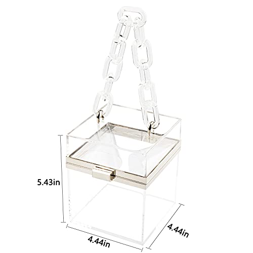 Women Acrylic Transparent Gold star Evening Bags Purses Clutch Vintage Banquet Handbag (Pink) Medium