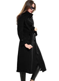 Women's Double-Breasted Trench Coat Wool Jacket with Belt Wine L