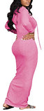Women's Maxi Dress Sexy Bodycon Long Sleeve Pullover Hoodie Casual Slim Sweatshirt Gray