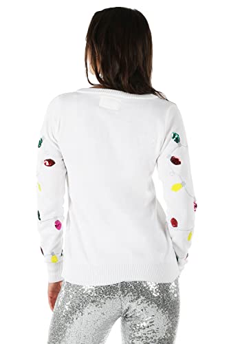 Women's Gray Sequin Snowman Christmas Sweater Size Small