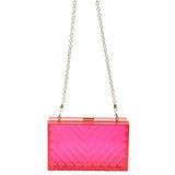 Women Acrylic Transparent Gold star Evening Bags Purses Clutch Vintage Banquet Handbag (Pink) Medium