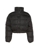 Women Cropped Puffer Jacket Winter Zip Up Short Padded Down Coat(Green-M)