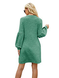 Fall Dresses for Women 2022 with Pocket Long Sleeve Sweater Dress Casual Brown