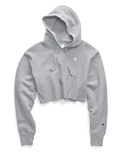 Champion womens Reverse Weave Cropped Cut-off Hoodie, Left Chest C Hooded Sweatshirt, White-549302, XX-Large US
