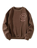 Women Oversized Fleece New York Letter Print Graphic Sweatshirt Long Sleeve Crewneck Pullover Jacket