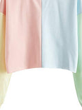 Women's Casual Colorblock Crew Neck Long Sleeve Crop Pullover Sweatshirts Tops