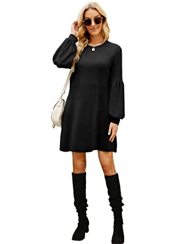 Fall Dresses for Women 2022 with Pocket Long Sleeve Sweater Dress Casual Brown