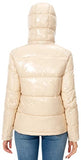 Women's Winter Hooded Shiny Puffer Jacket Casual Warm Quilted Full Zip Short Bubble Padded Coat (as1, alpha, s, regular, regular, Dark Gold, Small)