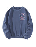 Women Oversized Fleece New York Letter Print Graphic Sweatshirt Long Sleeve Crewneck Pullover Jacket