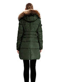 Women's Down Coat With Real Raccoon Fur Hooded Parka Jacket (Large, Wine)