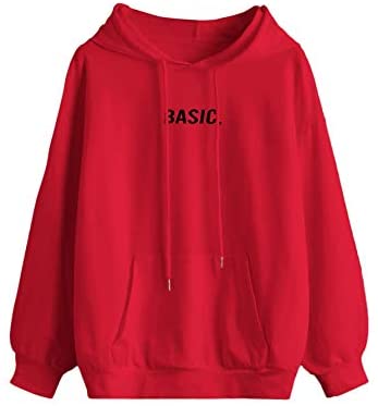 Women's Letter Graphic Print Pocket Drawstring Hoodie Sweatshirt