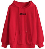 Women's Letter Graphic Print Pocket Drawstring Hoodie Sweatshirt