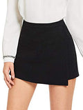 Women's Casual Asymetric Hem Wrap Skirts Shorts Plain Skorts