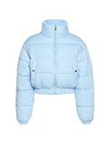 Women Cropped Puffer Jacket Winter Zip Up Short Padded Down Coat(Green-M)