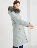 Women's Down Coat With Real Raccoon Fur Hooded Parka Jacket (Large, Wine)