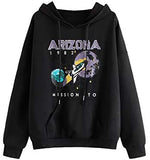 Women's Rocket & Letter Graphic Kangaroo Pocket Long Sleeve Hoodie Sweatshirts
