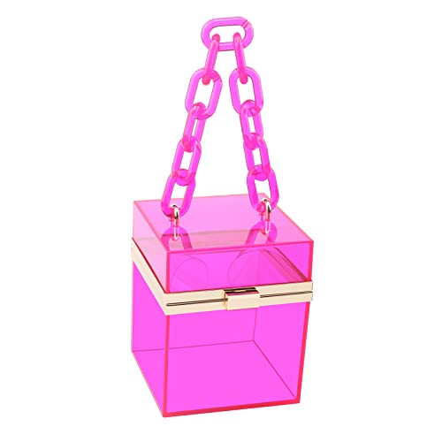 Women Acrylic Transparent Gold star Evening Bags Purses Clutch Vintage Banquet Handbag (Pink) Medium