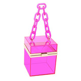 Women Acrylic Transparent Gold star Evening Bags Purses Clutch Vintage Banquet Handbag (Pink) Medium