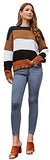 Women's Long Sleeve Pullovers Tie Back Color-Block Striped Sweater