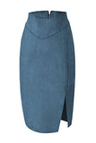 Bellivera Women Faux Suede Leather Pencil Skirt, Spring Fall Casual Midi Skirts Spring and Summer Hip Wrapped Back Split FF21 Camel L