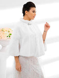 Women's Faux Fur Shawls Cape and Wraps Bridal Cloak Coat Fur Cover Up for Bride and Bridesmaids . (Beige)