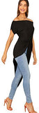 Women's Elegant Asymmetrical Twist Front Off Shoulder Top Plain High Low Blouse