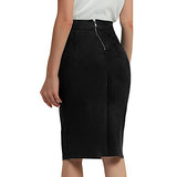 Bellivera Women Faux Suede Leather Pencil Skirt, Spring Fall Casual Midi Skirts Spring and Summer Hip Wrapped Back Split FF21 Camel L