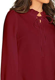 Women's Long Sleeve Front Bow Tie Ruffle Collar Elegant Blouse Shirt Tops