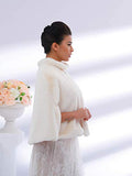 Women's Faux Fur Shawls Cape and Wraps Bridal Cloak Coat Fur Cover Up for Bride and Bridesmaids . (Beige)